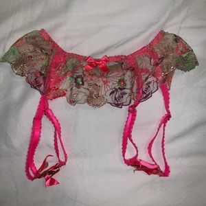 Agent Provocateur neon pink floral Garter Belt!